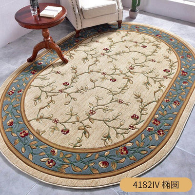 European Pastoral Style Oval Carpets For Living Room Home Large Floral Bedroom Carpet