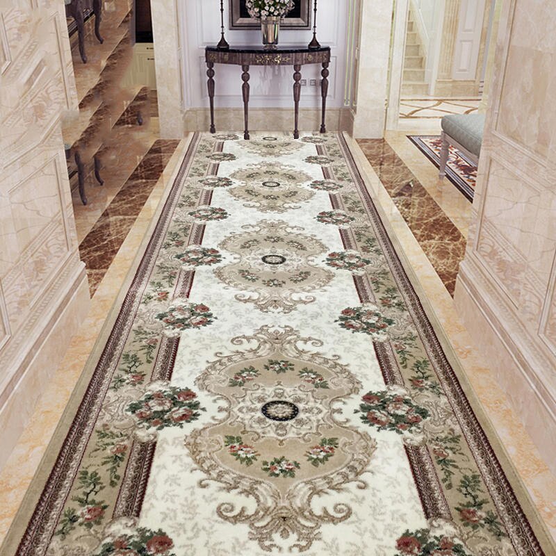 European Style 3D Red Hallway Stair Carpet Pastoral Corridor Rugs