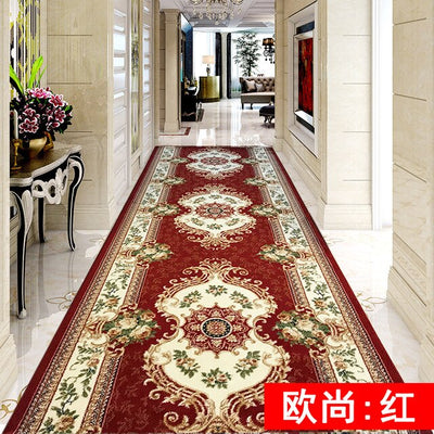 European Style 3D Red Hallway Stair Carpet Pastoral Corridor Rugs