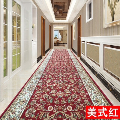 European Style 3D Red Hallway Stair Carpet Pastoral Corridor Rugs