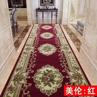 European Style 3D Red Hallway Stair Carpet Pastoral Corridor Rugs