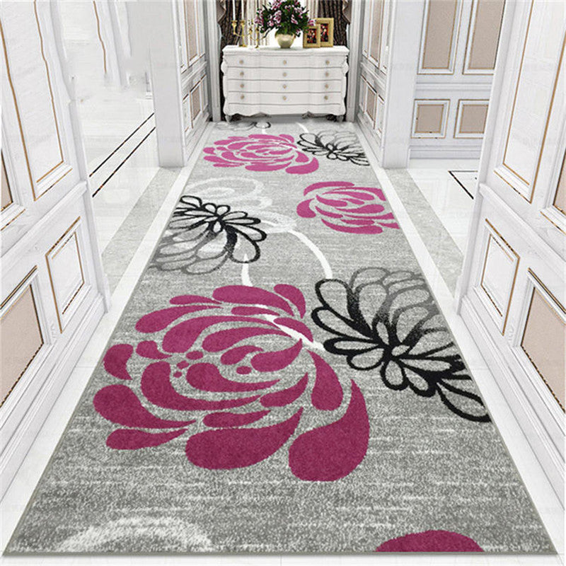 Nordic Flower Hallway Carpet Long Wedding Party Red Rugs